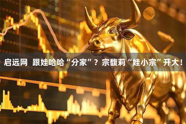 启远网  跟娃哈哈“分家”？宗馥莉“娃小宗”开大！