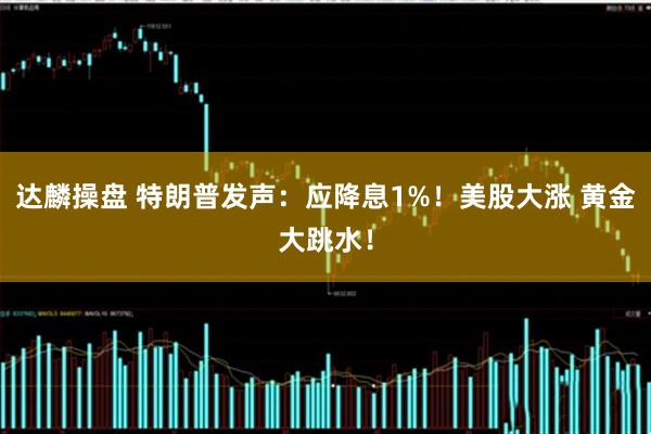 达麟操盘 特朗普发声：应降息1%！美股大涨 黄金大跳水！