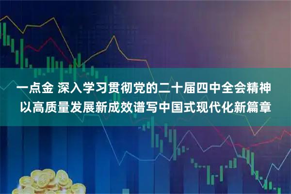 一点金 深入学习贯彻党的二十届四中全会精神 以高质量发展新成效谱写中国式现代化新篇章